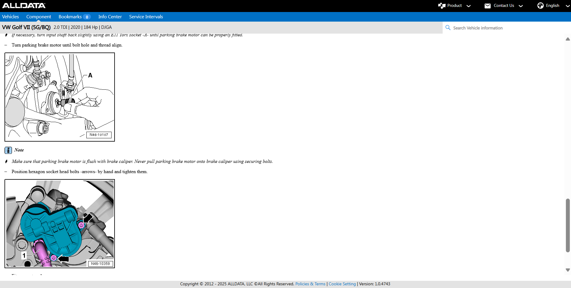 Parking Brake Motor Removal
